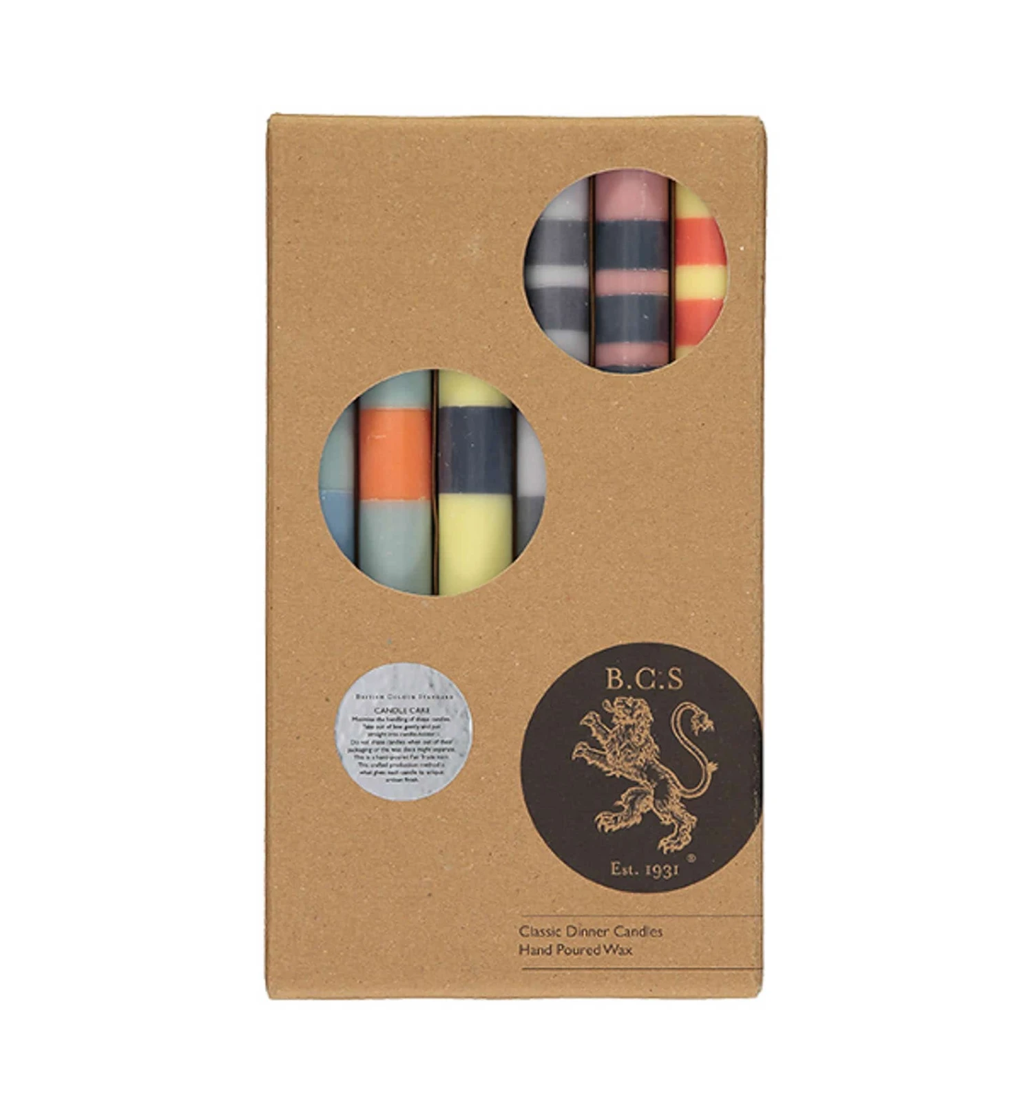 Set Of 6 Striped Dinner Candles - Warm Tones, Multicolour - Image 2