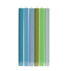 Set Of 6 Blue Green Assorted Candles