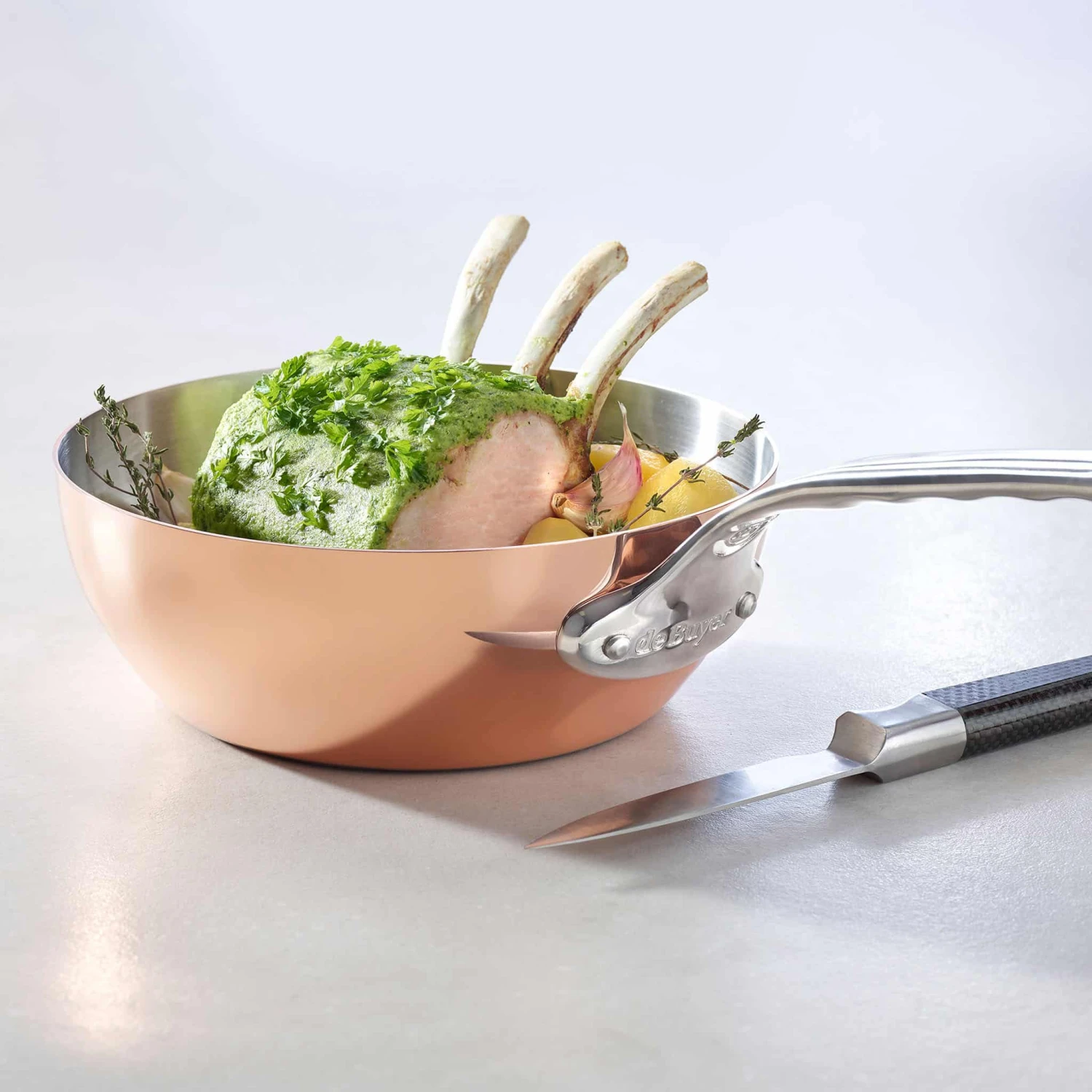 De Buyer Inocuivre Conical Copper Saute Pan With Stainless Steel Handle 20cm - Image 2