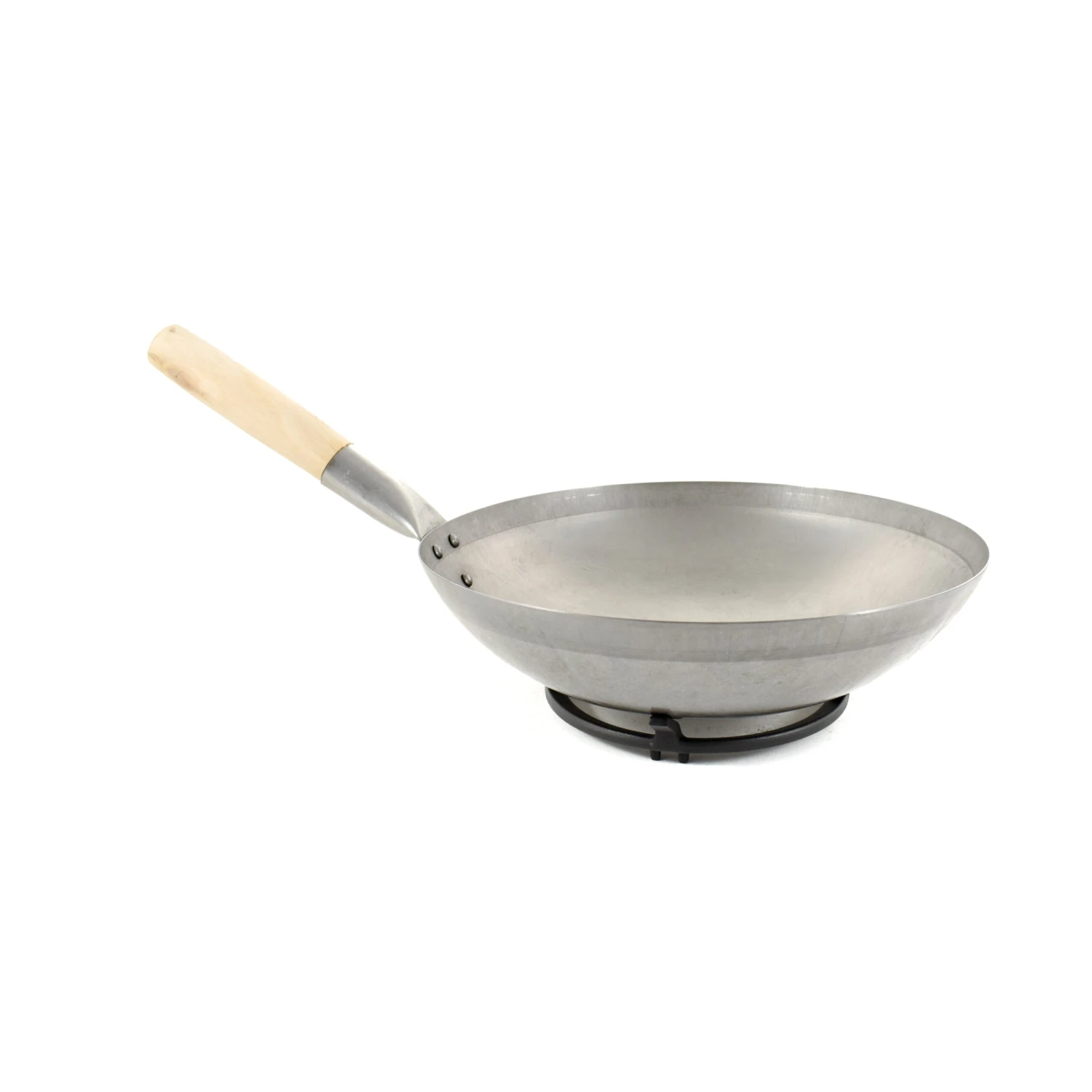 Traditional Round-Base Carbon Steel Wok - Image 3