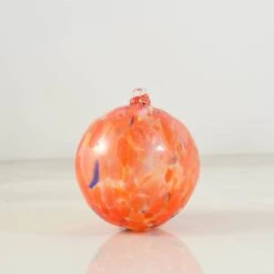 Murano Glass Decorative Sphere Ornament, Orange