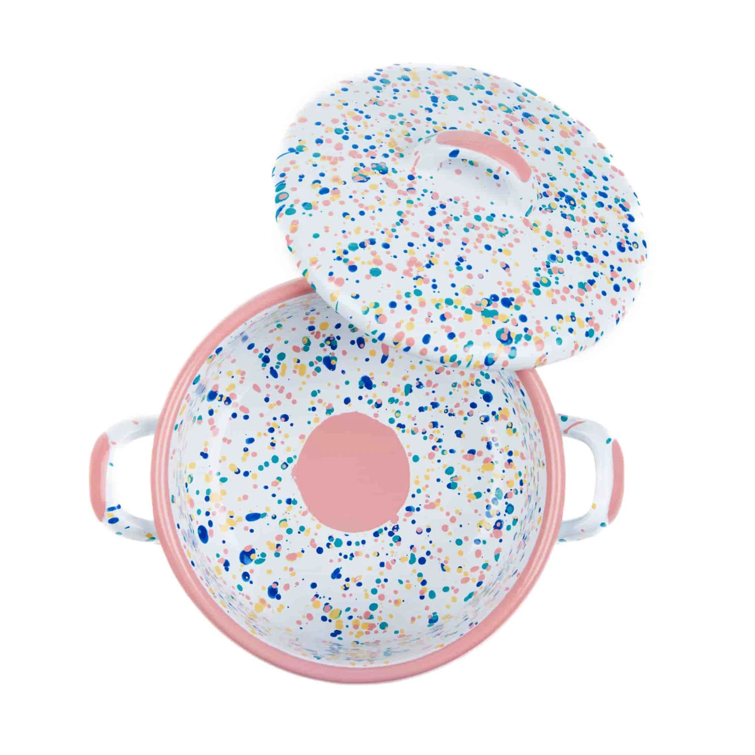 Pink Dot Enamel Casserole With Lid, 18cm - Image 2