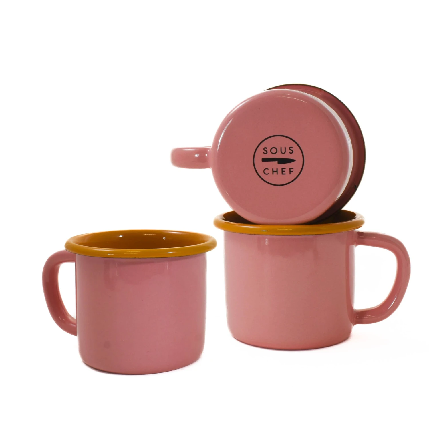 Kapka X Sous Chef Colourblock Enamel Mug, Pink & Yellow - Image 4