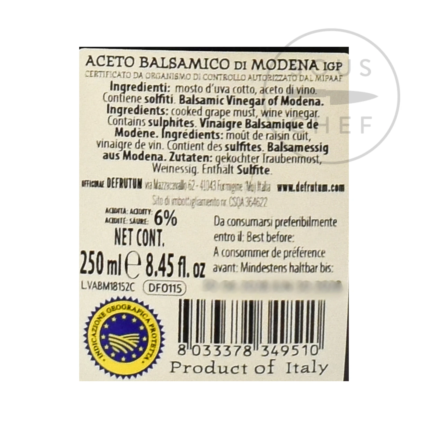 Defrutum Balsamic Vinegar IGP 8 Yr Aged - 4 Crowns 250ml - Image 2