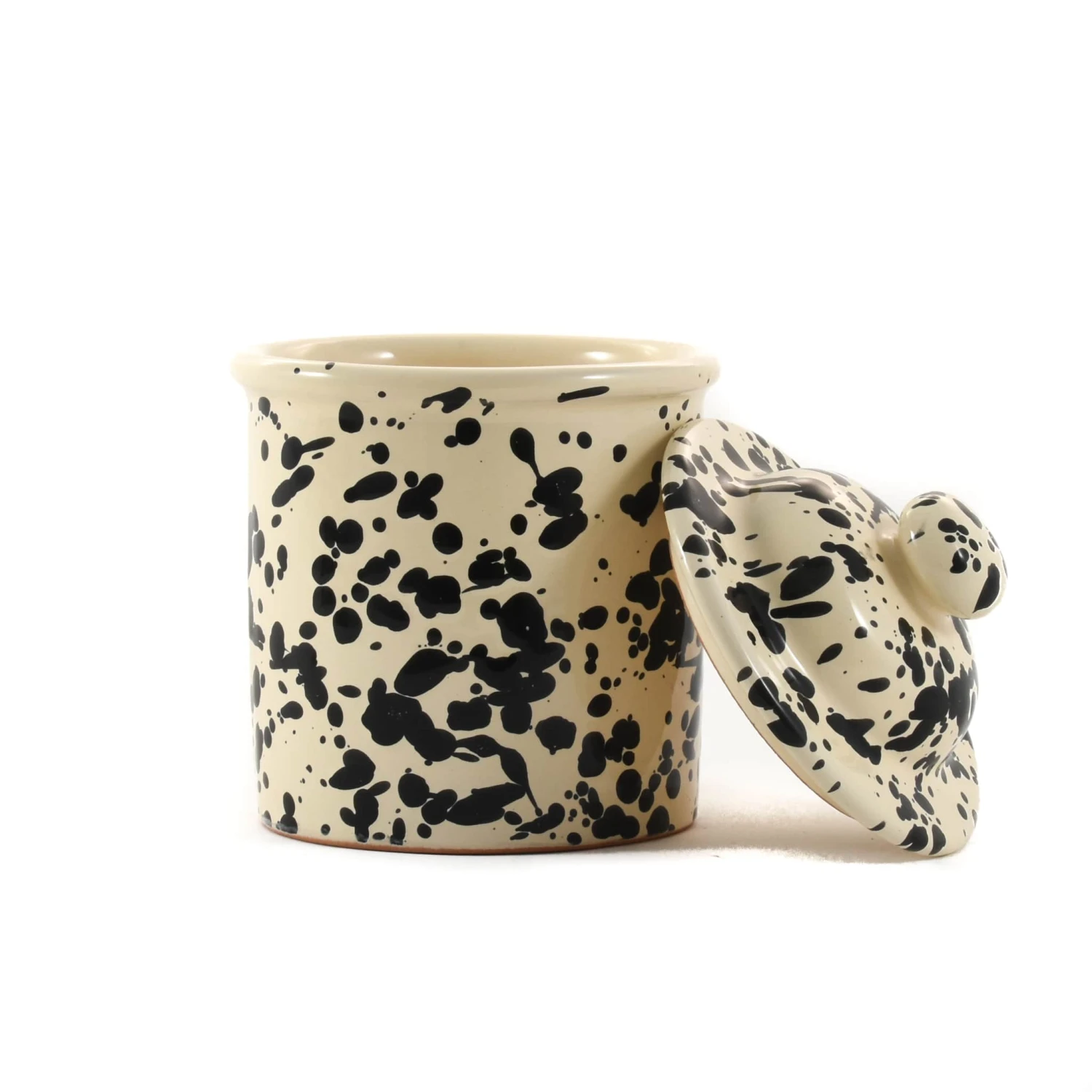 Puglia Black Splatter Ceramic Storage Jar 15cm - Image 2