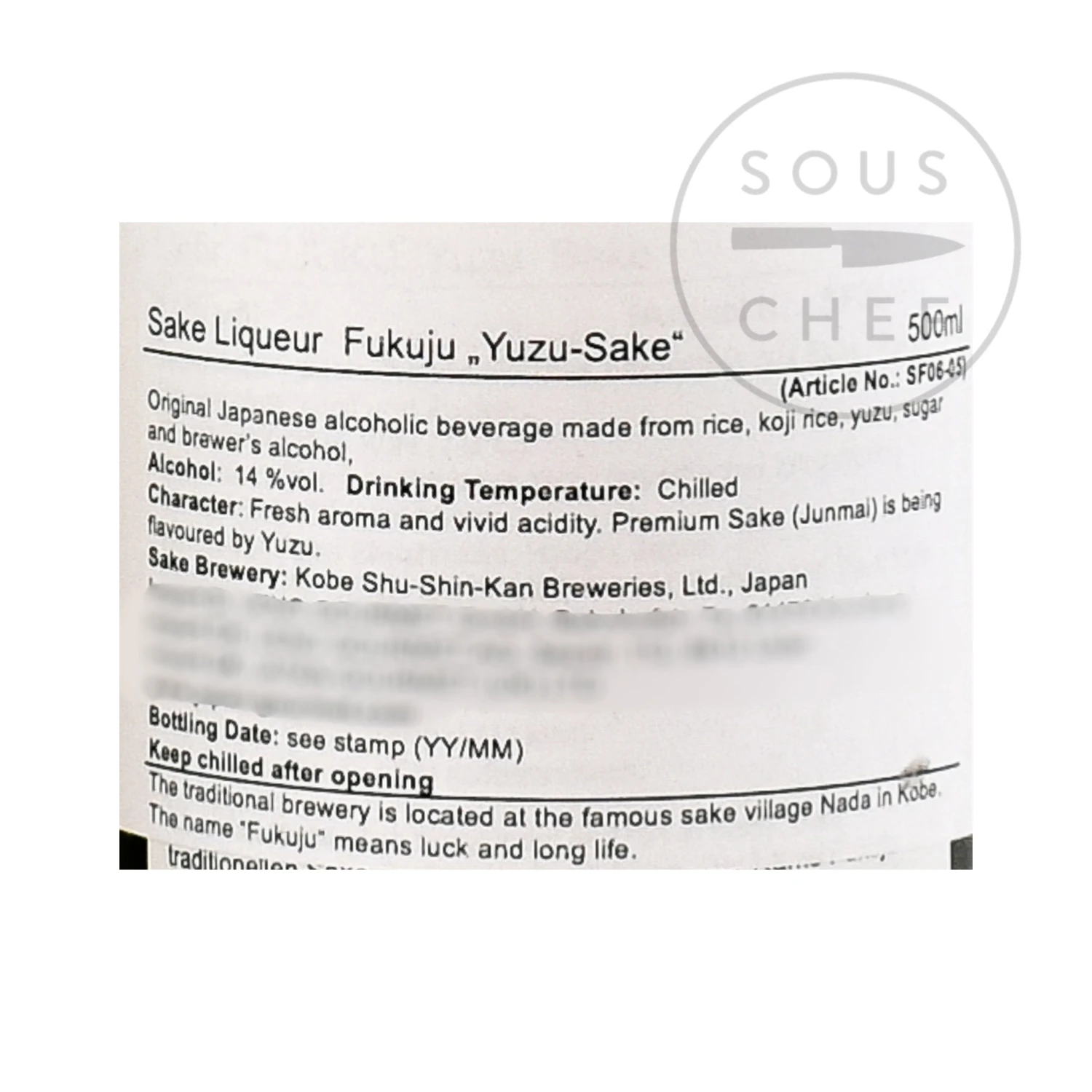 Fukuju Yuzu Sake 500ml - Image 2