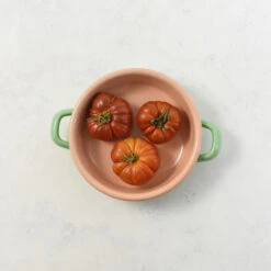 Kapka X Sous Chef Colourblock Enamel Frying Pan, 16cm, Green & Pink