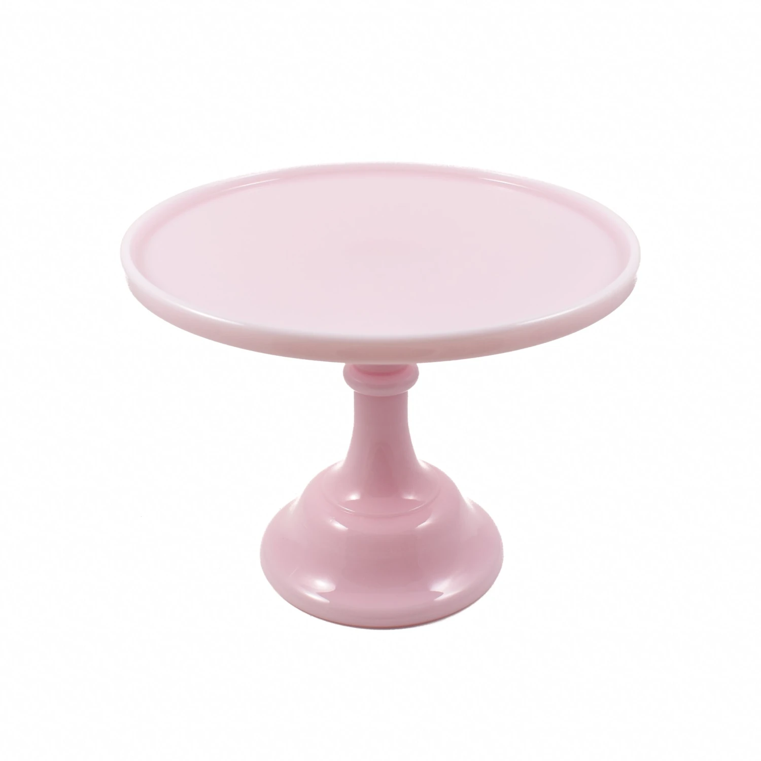 Mosser Glass Pink Milk Glass Cake Stand 10"